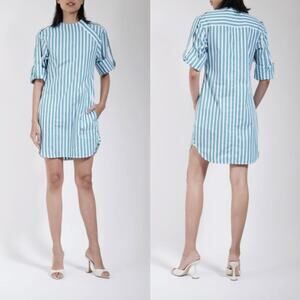Victoria Beckham Striped Cotton Poplin Mini Dress Sailor Elegant Business US 0